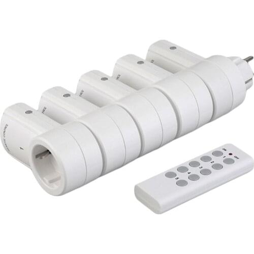 Wireless Remote Control Power Switch Plug 5 Wireless Power Switch Sockets+1 Remote Controller EU Plug Intellegent Home Plug Sets