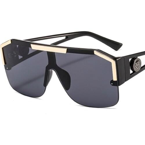 Oversized rimless Square sunglasses woman 2020 fashion clear shades for women luxury mirror big sunglasses woman oculos gafas