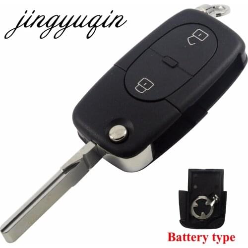 Jinyuqin CR1620 Battery Holder Key Shell For Audi A2 A3 A4 A6 Old Models 2/3 Button Flip Folding Remote Key Case