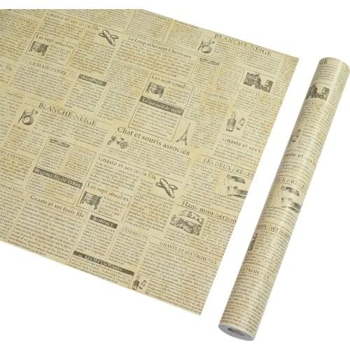 DIY self-adhesive wallpaper Vintage newspaper pattern Waterproof Wall Sticker Home Decor Removable Vinyl PVC Wallpaper