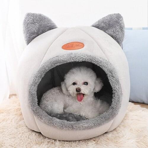 Winter Enclosed Kennel Cat Bed Deep Sleep Pet Tent Soft Comfortable Cave Kitten Puppy Interior Supplies Cama Gato
