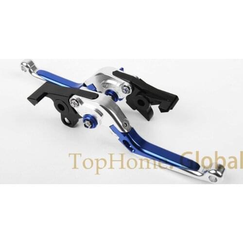 For Yamaha YZF R15 2008 - 2016 Silver/Blue CNC Folding Extending Brake Clutch Levers 2015 2014 2013 2012 2011 2010 2009