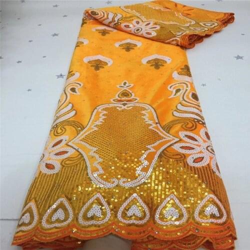 Yellow african velvet sequins lace fabric 2020 high quality guipure lace fabric 5 yards/pieces french mesh fabrics for dress