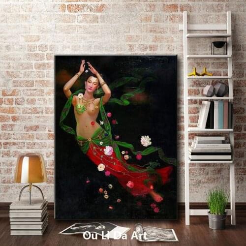 Classical nude art southeast asia flying beauty oil paintings canvas printing printed on canvas wall art decoration picture