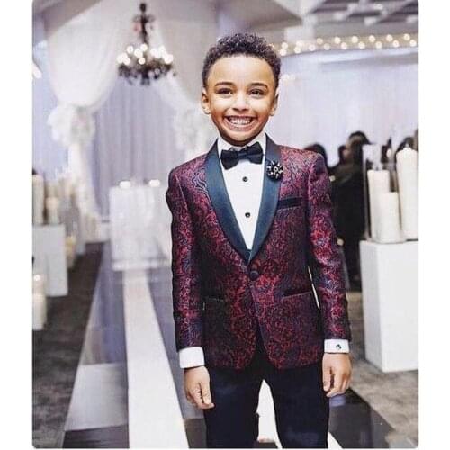 Weddings Pattern Shawl Lapel Boys Suits Children Suit Costume Homme Kid Prom Suits Terno Masculino Slim Fit Blazer 2 Pieces