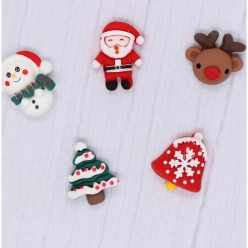 KSCRAFT Cute Christmas Flat back Resin Cabochon Scrapbooking Decor Parts DIY Hair Bows Center Accessories Craft