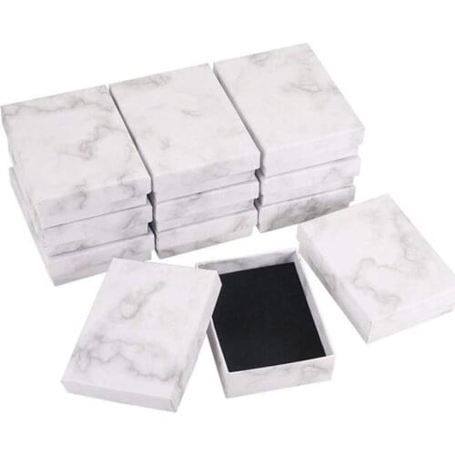 Square/Rectangle Jewelry Box For Earrings Necklace Bracelet Display Marble Cardboard Gift Box Organizer Packaging