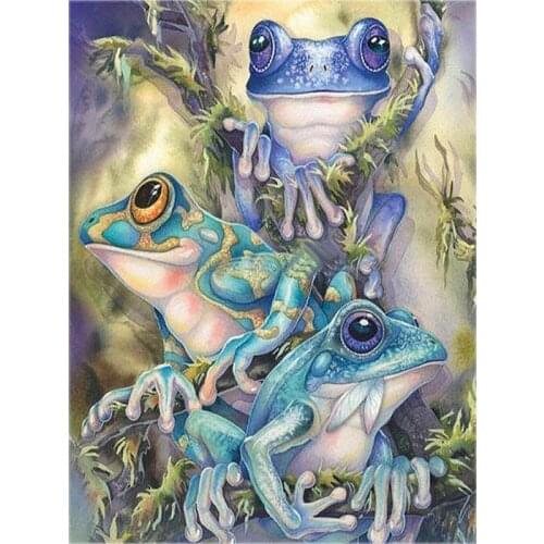 Frog Diamond Painting Full Drill Square 5d Diamond Embroidery Cartoon Animal Mosaic Rhinestone Handcraft Home Decor Gift BY287