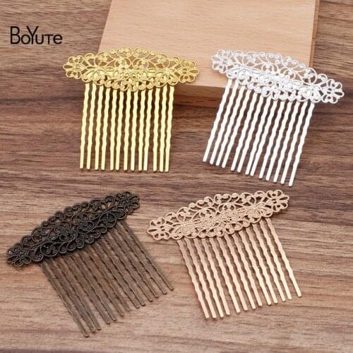 BoYuTe (10 Pieces/Lot) 64*61MM 13 Teeth Metal Brass Filigree Flower Hair Comb Tiara Bridal Wedding Hair Jewelry Accessories