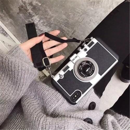 Fashion 2 IN 1 Shockproof 3D Super Cute Retro Camera Lanyard Strap Fitted Back Phone Case Cover For Samsung Galaxy Note 20 Ultra