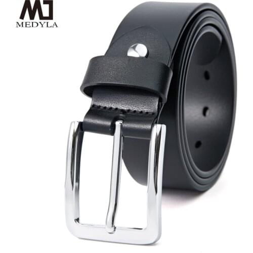 MEDYLA Mens Belt Top Leather Non Sandwich Alloy Buckle Belt Original Cowhide Youth Belt Can Be Used For 10 Years A90414