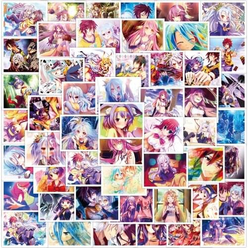 50Pcs NO GAME NO LIFE Japanese anime Stickers For Skateboard Helmet Gift Bicycle Computer Notebook Car Childrens Toy