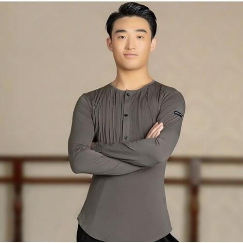 Latina Dance Clothes For Men Long Sleeve Latin Ballroom Practice Wear Tango Dance Outfits Tap Dance Wear Cha Cha Tops JL1806