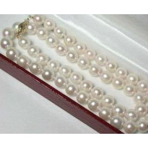 Free Shipping 6-7mm Real Natural White Akoya Cultured Pearl Necklace 18"