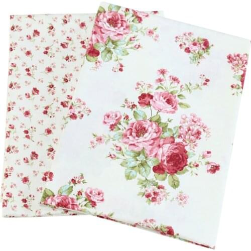 Printed Rosy Flower Kids Twill Cotton Fabric,Patchwork Cloth,DIY Sewing Quilting Fat Quarters Material For Baby&Child
