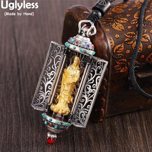 Uglyless Rope Chains Infinity Necklaces for Buddhists Unisex Open Box Buddha Pendants 925 Silver Agate Lapis Turquoise Jewelry