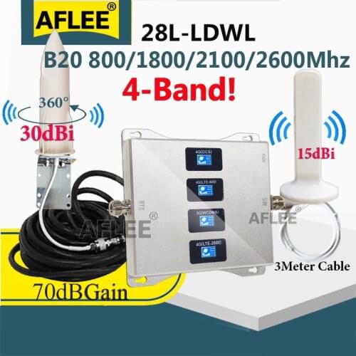 4G Amplifier Multi-Band B20 800 900 1800 2100 2600mhz 4G CellPhone Cellular Amplifier GSM 2G3G4G Mobile Signal Booster Repeater