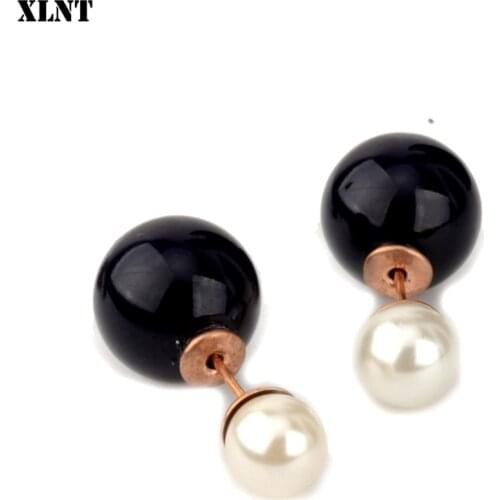 XLNT White Black Simulated Pearl Stud Earrings For Women Jewelry Accessories Piercing Ball Earrings kit Bijouteria brincos