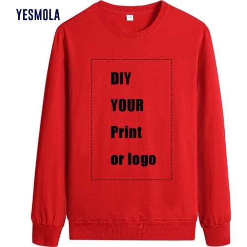 YESMOLA Custom DIY Logo Men Sweatshirts Casual Basic Pullover Hoodies Soild Streetwear Harajuku Fashion Men Women Pullover