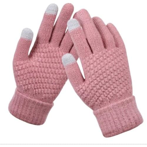Women Gloves Crochet Knitted Autumn Winter Warm Gloves Full Finger Touch Screen Female Couple Gloves