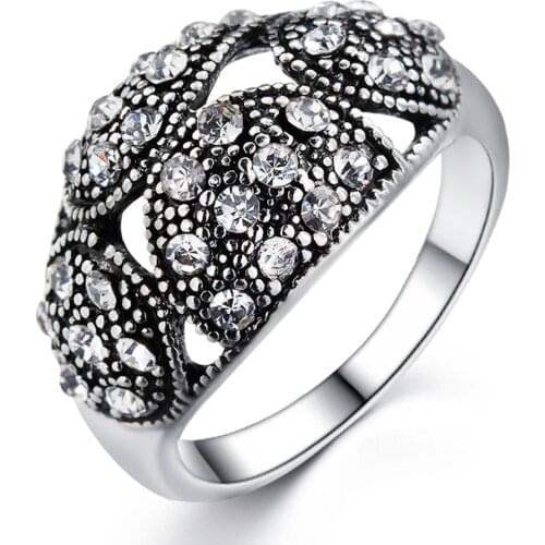 Women Glamour Ring Black Geometric Round Micro Inlaid Zircon Ring Women Fashion Party Ring Girlfriend Surprise Gift