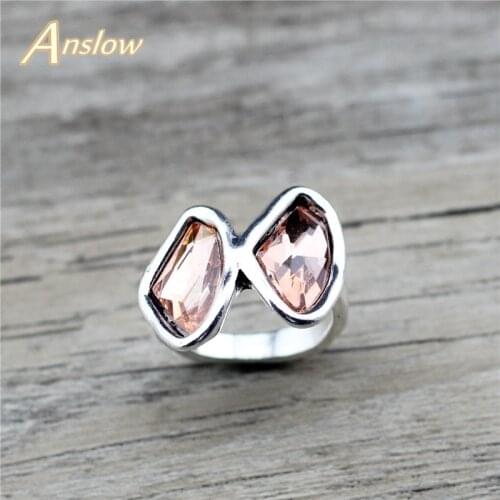 Anslow Wholesale New Retro Designer Irregular Crystal Lovers' Couples Promise Women Wedding Ring Engagement Jewelry LOW0054AR