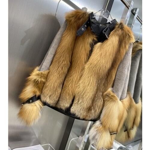 Women Winter Real Red Fox Fur Coat Warm Thick Genuine Mink Fur Short Jacket Female Long Sleeve Fashion Real Fur Outwear Coats