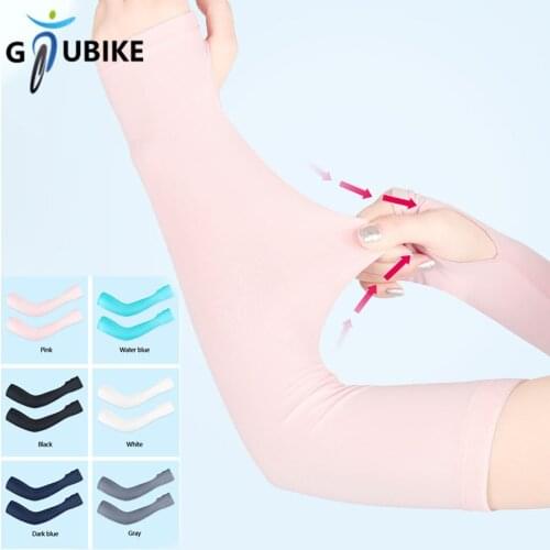 GTUBIKE 1 Pair Ice Silk Sleeves Non-Balling Elastic Tight Armguard Outdoor UV Protection Long Sleeves Cycling Running Equips
