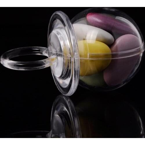 12Pcs Candy Box Transparent Food Grade Bride Groom Wedding Favor Clear Pacifier Candy Box Baby Shower Candy Box Party Supplies
