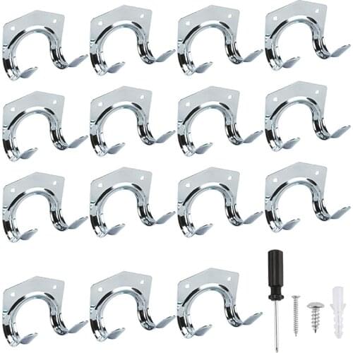 15 Pack Garden Tool Holder Storage Hook Hanger Wall Mount Double Hook for Garage Barn Shed Hook Tool Holder Set