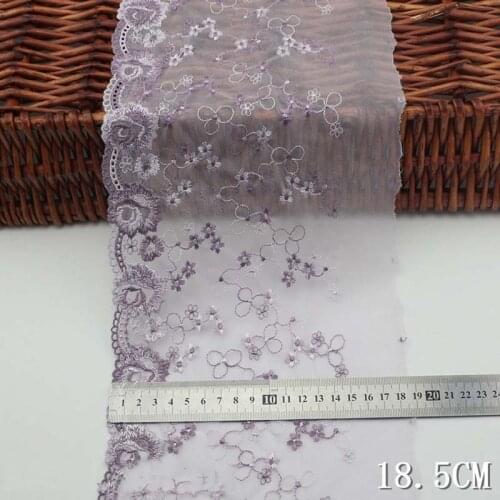 2Yards Exquisite Embroidered Lace Trim Polyester Fabric Quality 18.5cm Floral Ribbon DIY Craft Sewing Dress Clothing Accessories
