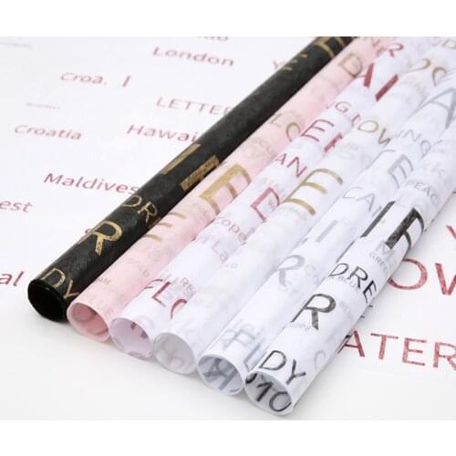 20 Sheets English Print Tissue Paper 60x60cm Waterproof Floral Wrapping Paper Gift Packing Paper Wedding Decoration