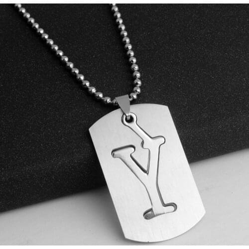 30pcs Family name gift Initial Letter Y monogram alphabet Stainless steel alloy 26 English word sign pendant Necklace jewelry