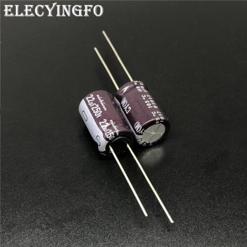 5Pcs/50Pcs 22uF 250V22uf NICHICON CY Series 10x16mm High Ripple Current Long Life 250V22uF Aluminum Electrolytic capacitor