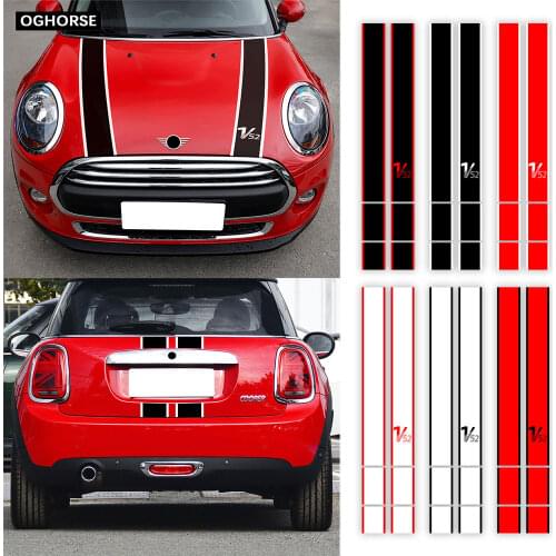 Car Engine Hood Bonnet Rear Sticker Stripes V52 Decals Decor For Mini Cooper Clubman F54 F55 F56 F60 F57 Countryman Accessories
