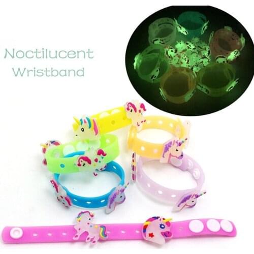 Lovely Unicorn Animal Beads Noctilucan Wristband Adjustable Girl Boys Bracelet Kids Bangles Birthday Party Gift Favor