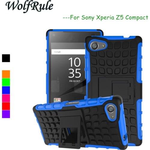 WolfRule Case For Sony Z5 Compact Cover Silicone & Plastic Holder Stand Case For Sony Xperia Z5 Compact Mini E5823 E5803 S50