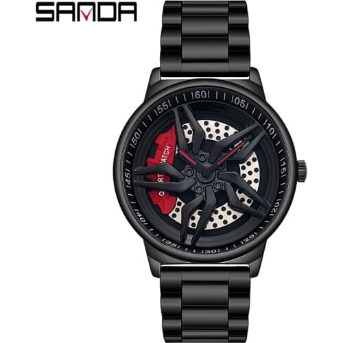[360° Spinning Dial] SANDA 2021 Fashion Luxury Men Watch Unique Rotating Wheel Dial Quartz Wristwatch Gift Relogio Masculino Hot