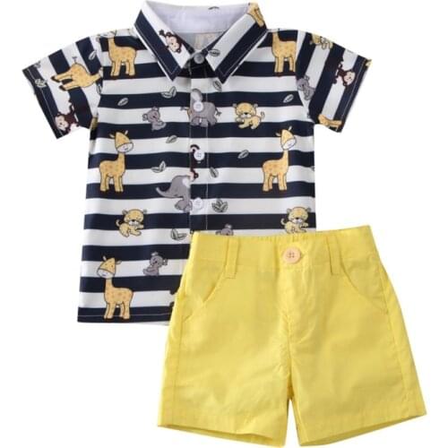 Kids Baby Boy Clothes Set Fashion Gentleman Party Cartoon 1-5 Years Clothing T-Shirts+Pants Kids Girl Summer Clothes Outfits