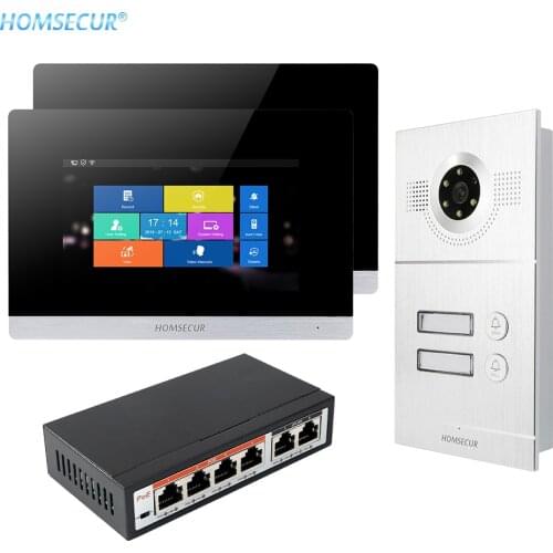 HOMSECUR 7" WLAN IP Cat6 Video Door Entry Security Intercom+Touch Screen Monitor BC121IP-2S/3S/4S+BM716IP-S