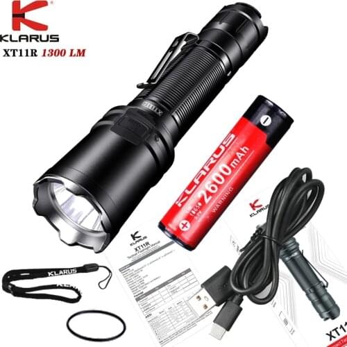 KLARUS XT11R Compact Super-bright Dual-switch Rechargeable Tactical Flashlight LUMINUS SST-20 LED 1300LM Camping Torch