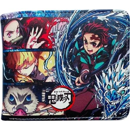 Cartoon Anime Demon Slayer Kamado Tanjirou Nezuko Cosplay PU Leather Purse Wallet WITH Zip Coin Pocket & Card slot