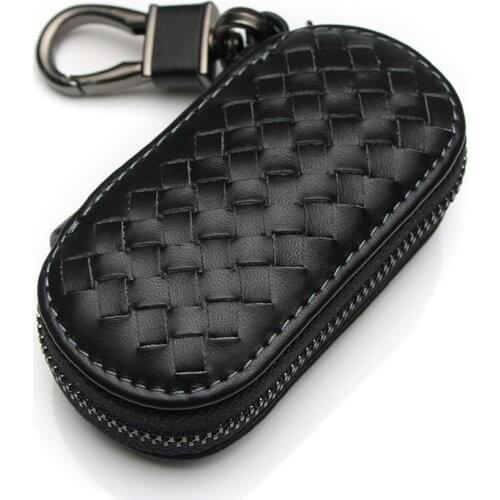 KUKAKEY Hand Weaving Genuine Leather Car Key Bag Case Cover Wallet For Ferrari Nissan MG KIA Jeep Lexus Peugeot Suzuki