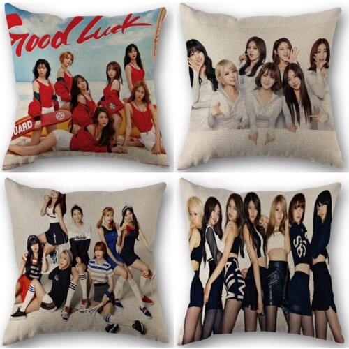 Nice AOA KPOP Star Pillowcase Cotton Linen Fabric Square Zipper Pillowcase New 45X45cm Wedding Decorative Pillow cover 0519