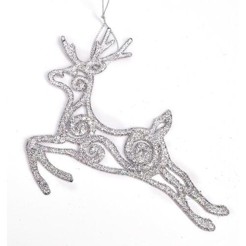 Hot sell 13x11cm Silver and Purple color Christmas Elk Tree Ornaments 7g deer christmas tree hanging decorations
