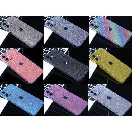 Fashion Luxury Glitter Soft Full Body Bling Stickers Matte For iPhone 7 8 Plus 11 Pro 12 Pro Max X XR XS Max Phone Decals