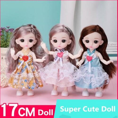 New 16cm BJD Doll 1/12 Dress Set Fashion Dress Up Princess Doll 13 Joints Movable 3D Eyes Toys For Girls Best Birthday Gift