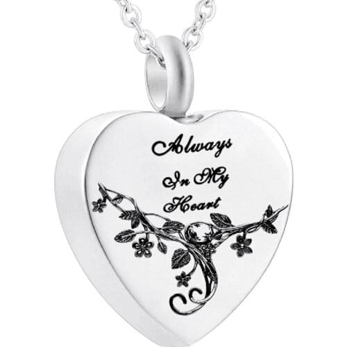 Ashes Necklace Stainless Steel Vintage Flower Pattern Heart Cremation Jewelry Urn Necklace Ashes Holder