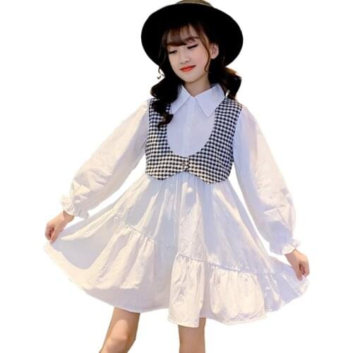 Dress Girl Patchwork Dress For Girl Spring Autumn Party Dress Child Casual Style Costume For Girls 6 8 10 12 14