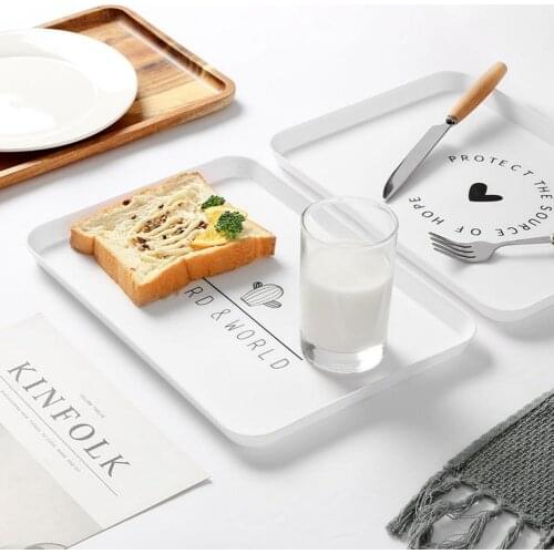 Serving Tray All-purpose Washable Plastic Rectangle Breakfast Fruit Bread Food Dish for rangement cuisine plateau de service